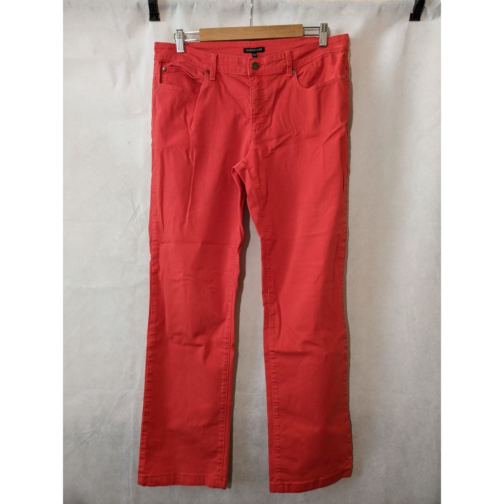 Eileen Fisher Orange Organic Cotton-Blend Straight Leg Jeans Size 12